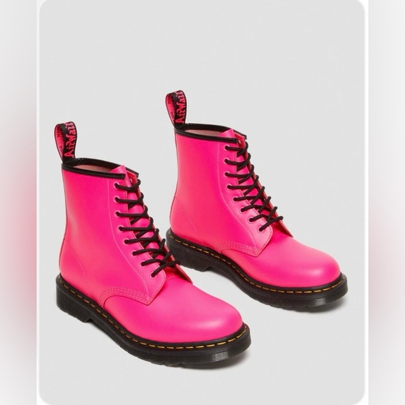 Dr. Martens Shoes - Dr. Martens 1460 Clash Pink Smooth Leather Lace Up Boots